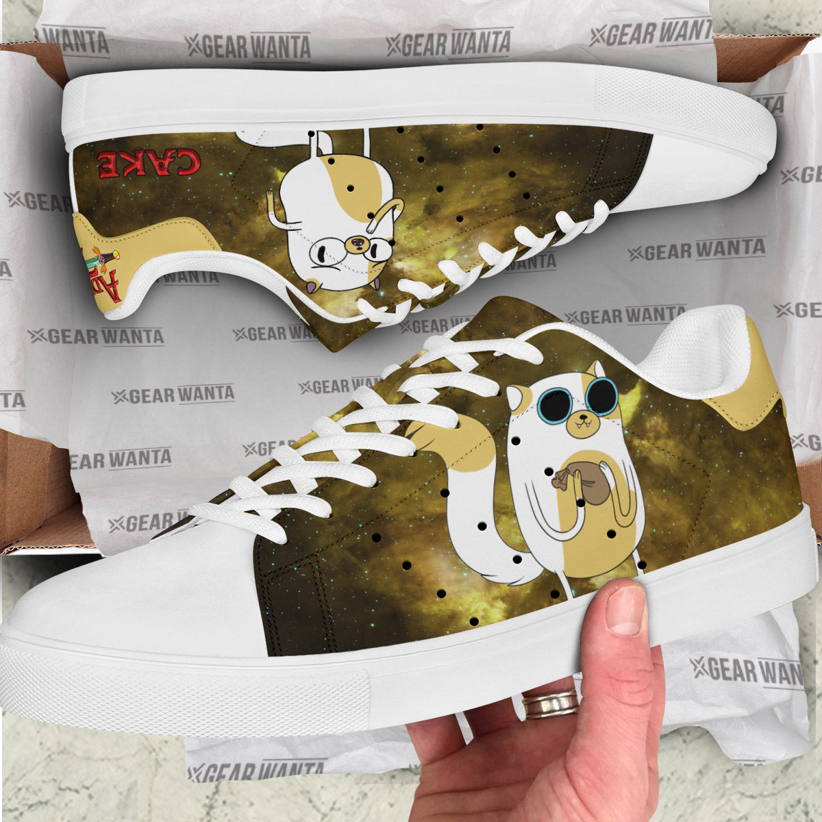 Adventure Time Cake Galaxy Skate Shoes Custom