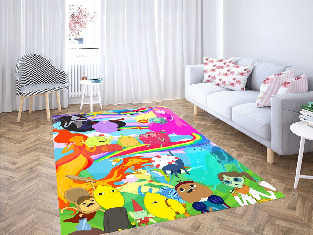 Adventure Time Collage Character Living Room Modern Carpet Rectangle Rug