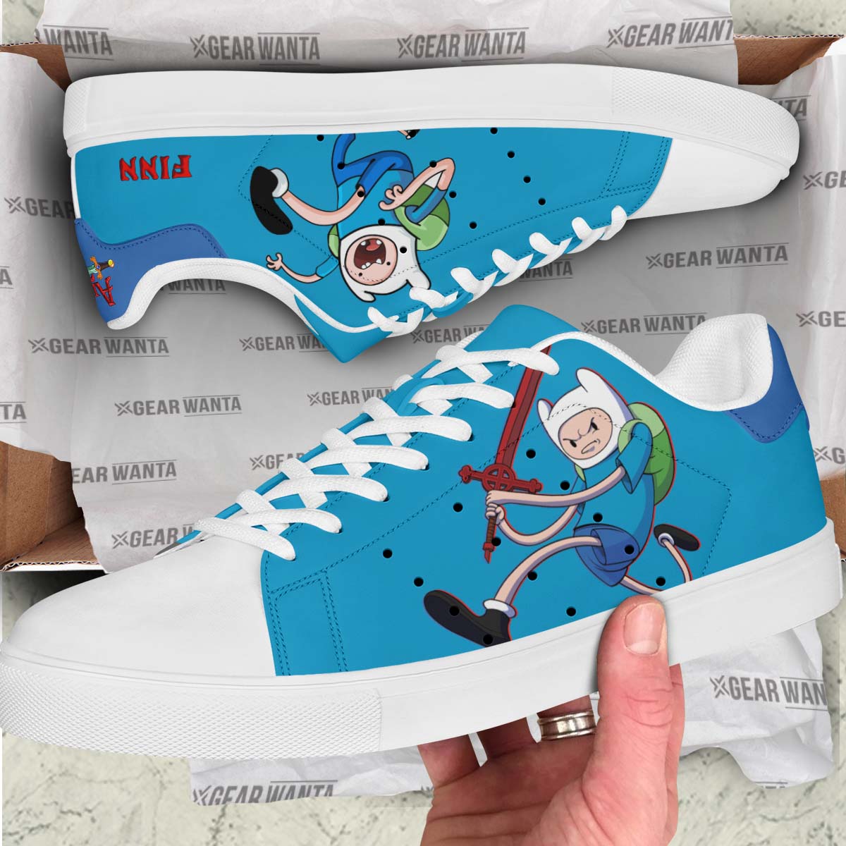 Adventure Time Finn The Human Skate Shoes Custom For Fans