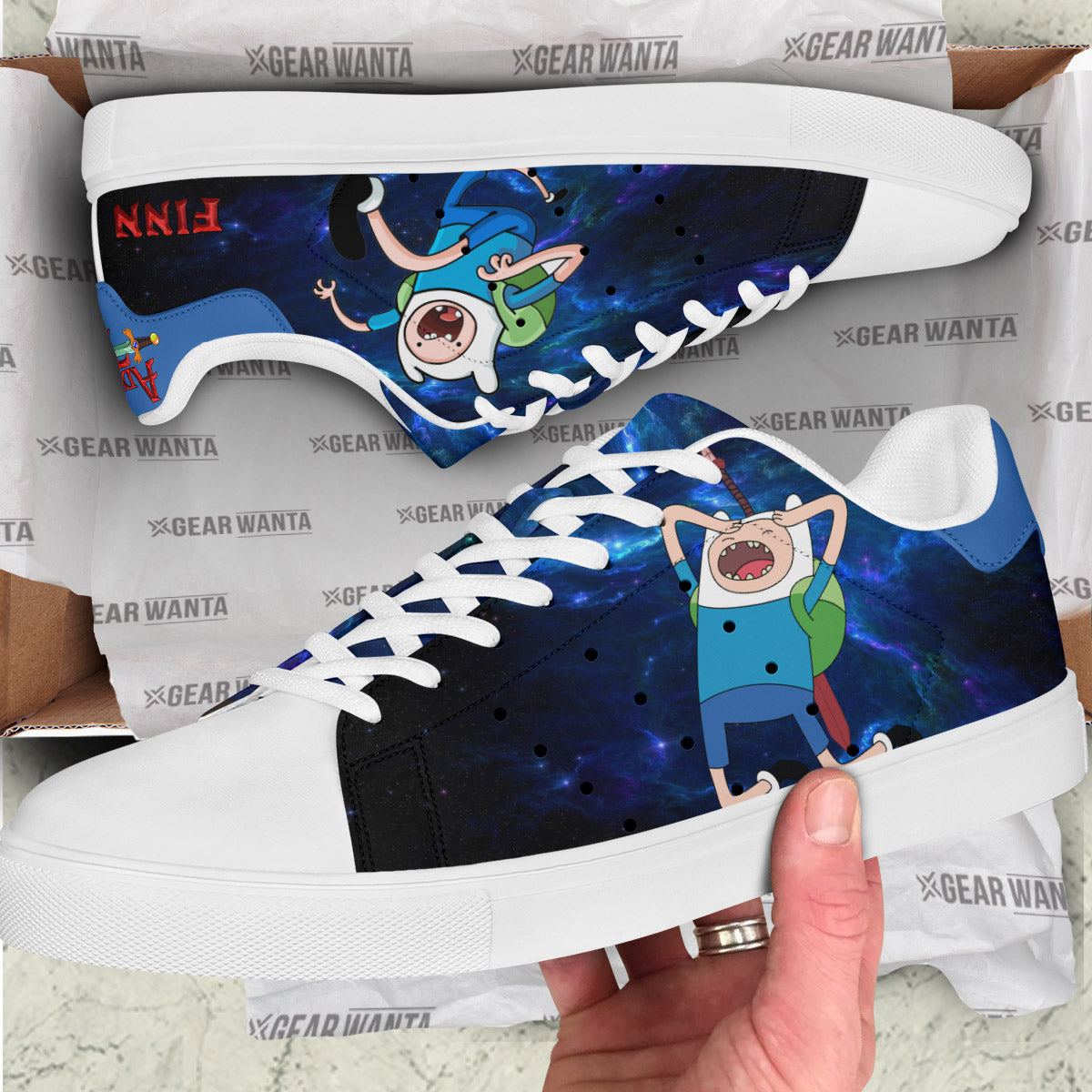 Adventure Time Finn The Human Skate Shoes Custom Galaxy
