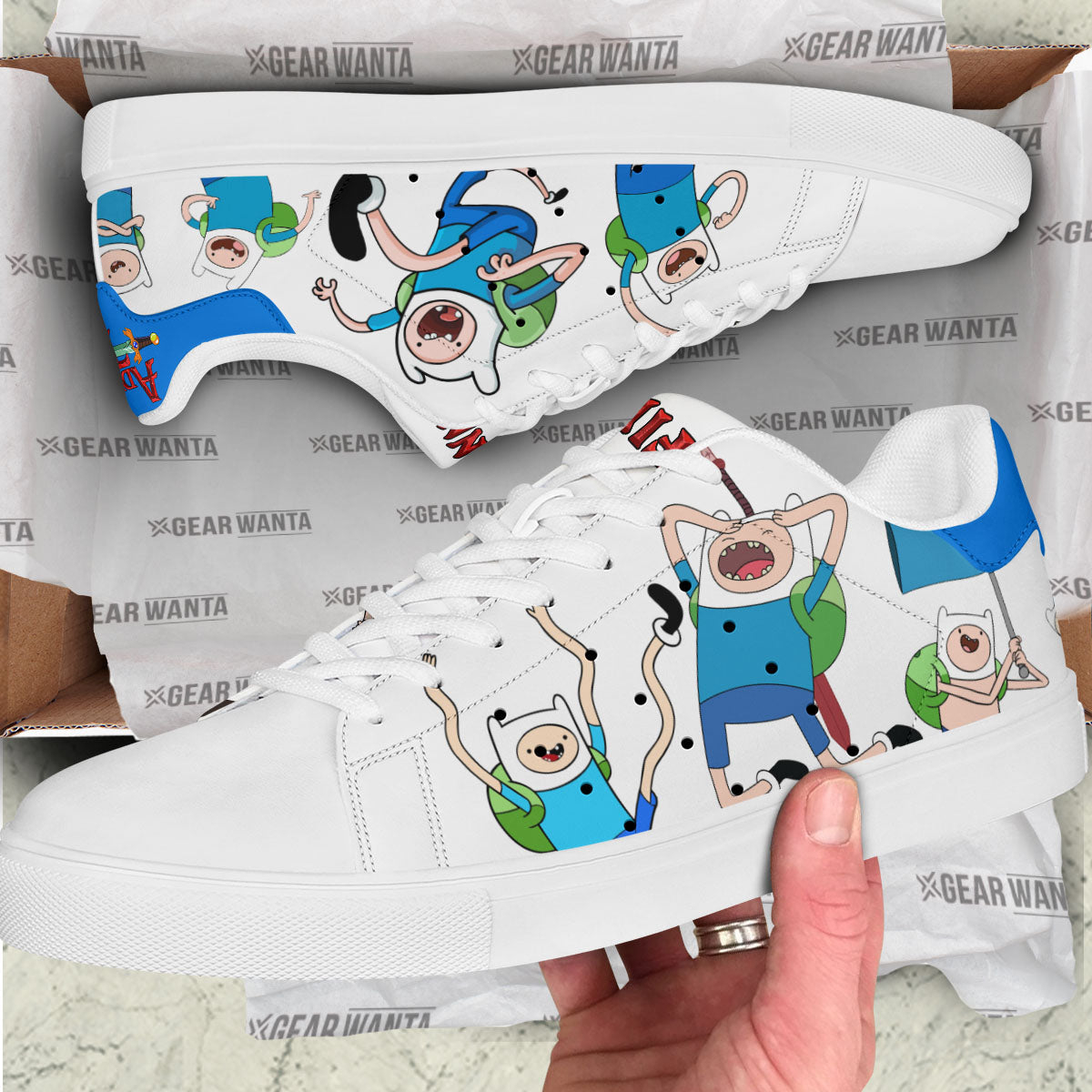 Adventure Time Finn The Human Skate Shoes Custom
