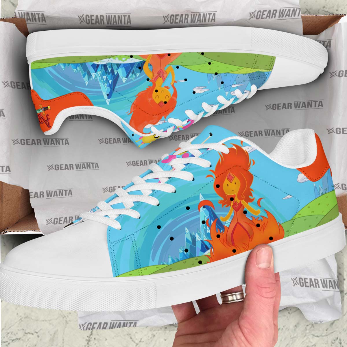 Adventure Time Fire Princess Land of Ooo Skate Shoes Custom