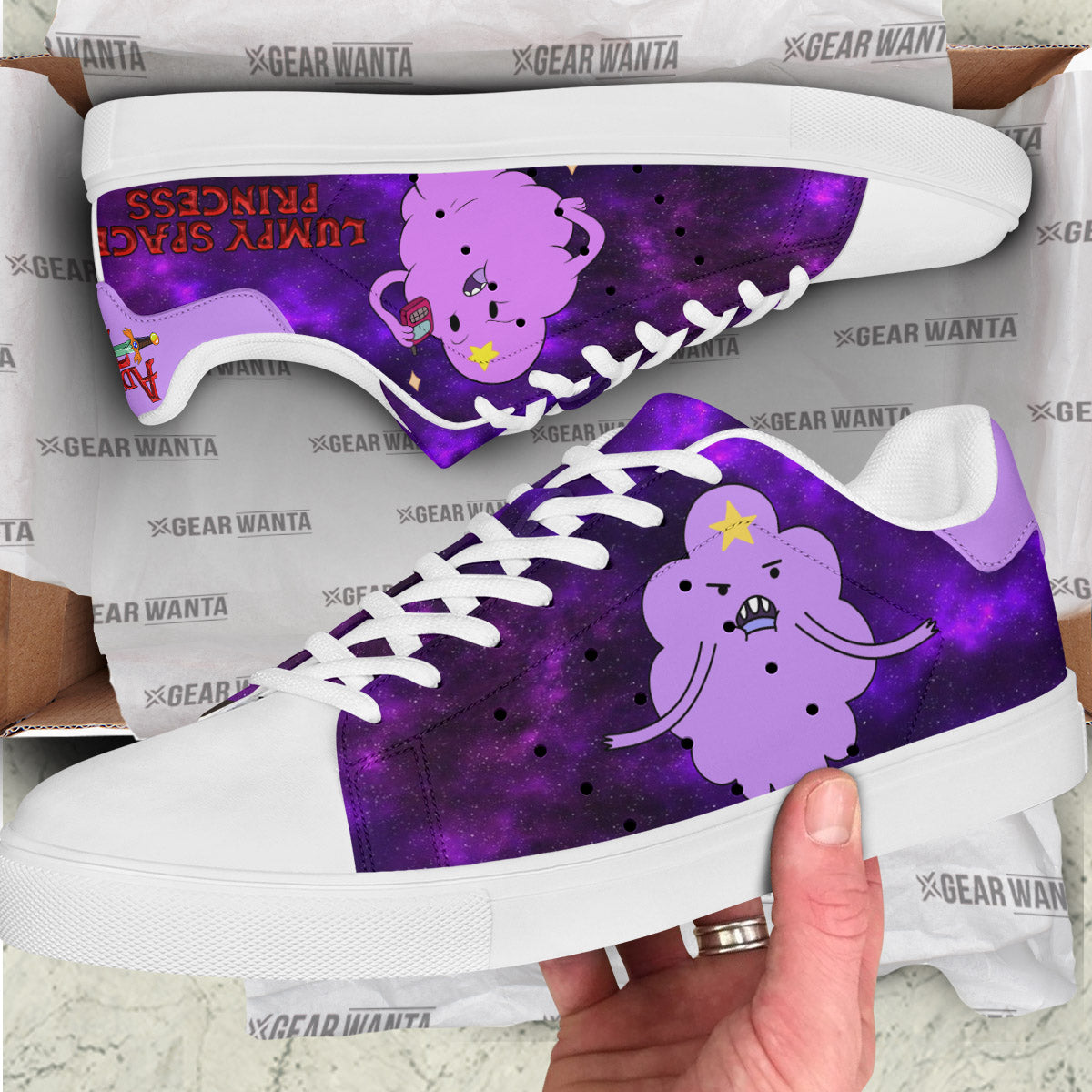 Adventure Time Lumpy Space Princess Galaxy Skate Shoes Custom