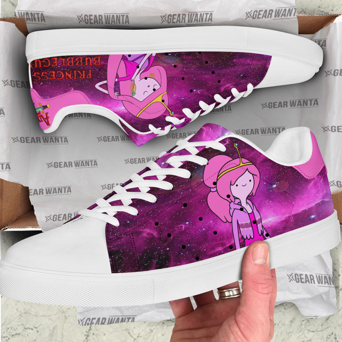 Adventure Time Princess Bubblegun Galaxy Skate Shoes Custom