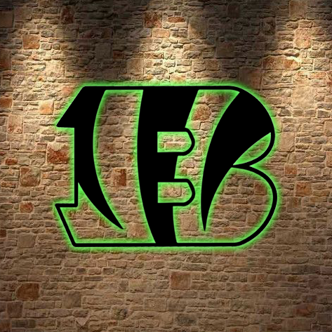 AFC Cincinnati Bengals Logo RGB Led Lights Metal Wall Art