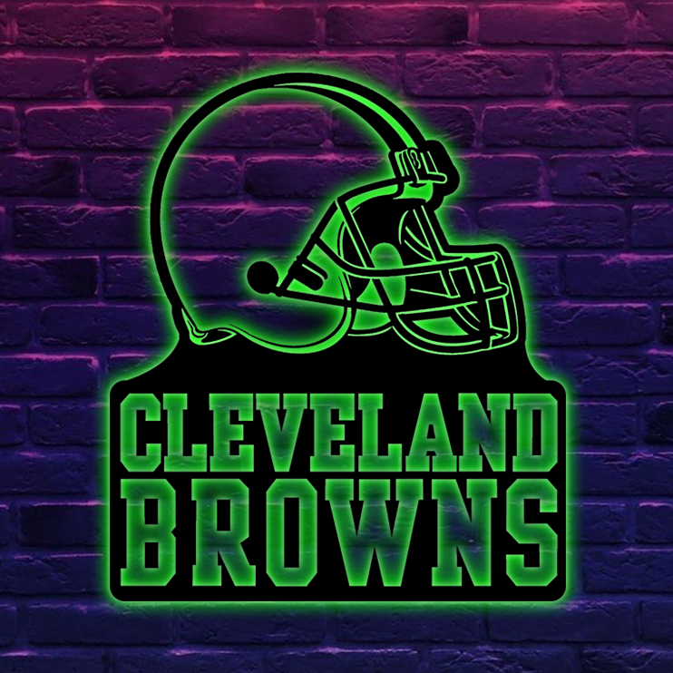 AFC Cleveland Browns Logo RGB Led Lights Metal Wall Art