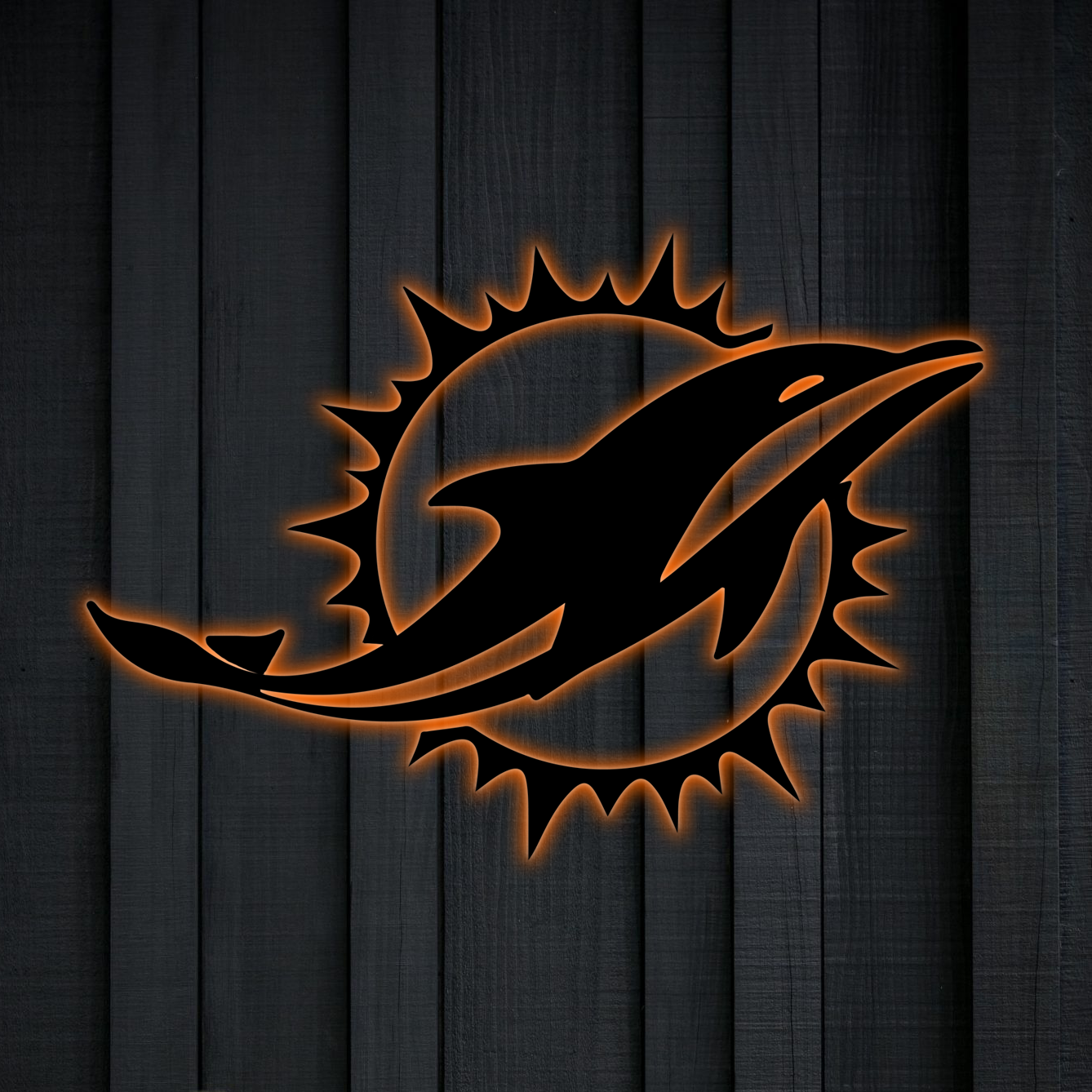 AFC Miami Dolphins Logo RGB Led Lights Metal Wall Art