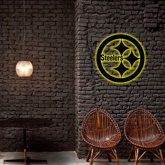 AFC Pittsburgh Steelers Logo RGB Led Lights Metal Wall Art