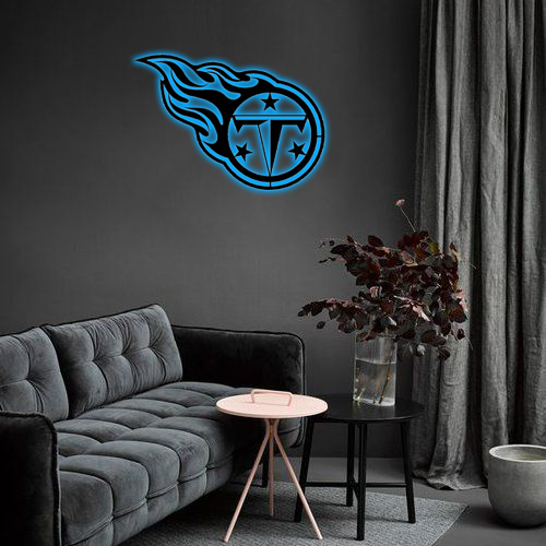 AFC Tennessee Titans Logo RGB Led Lights Metal Wall Art