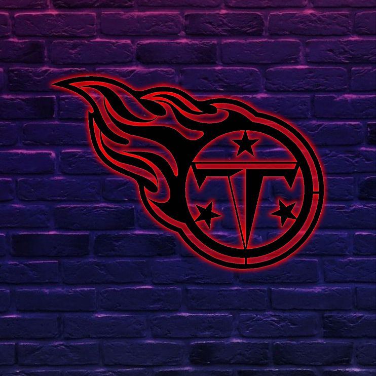 AFC Tennessee Titans Logo RGB Led Lights Metal Wall Art