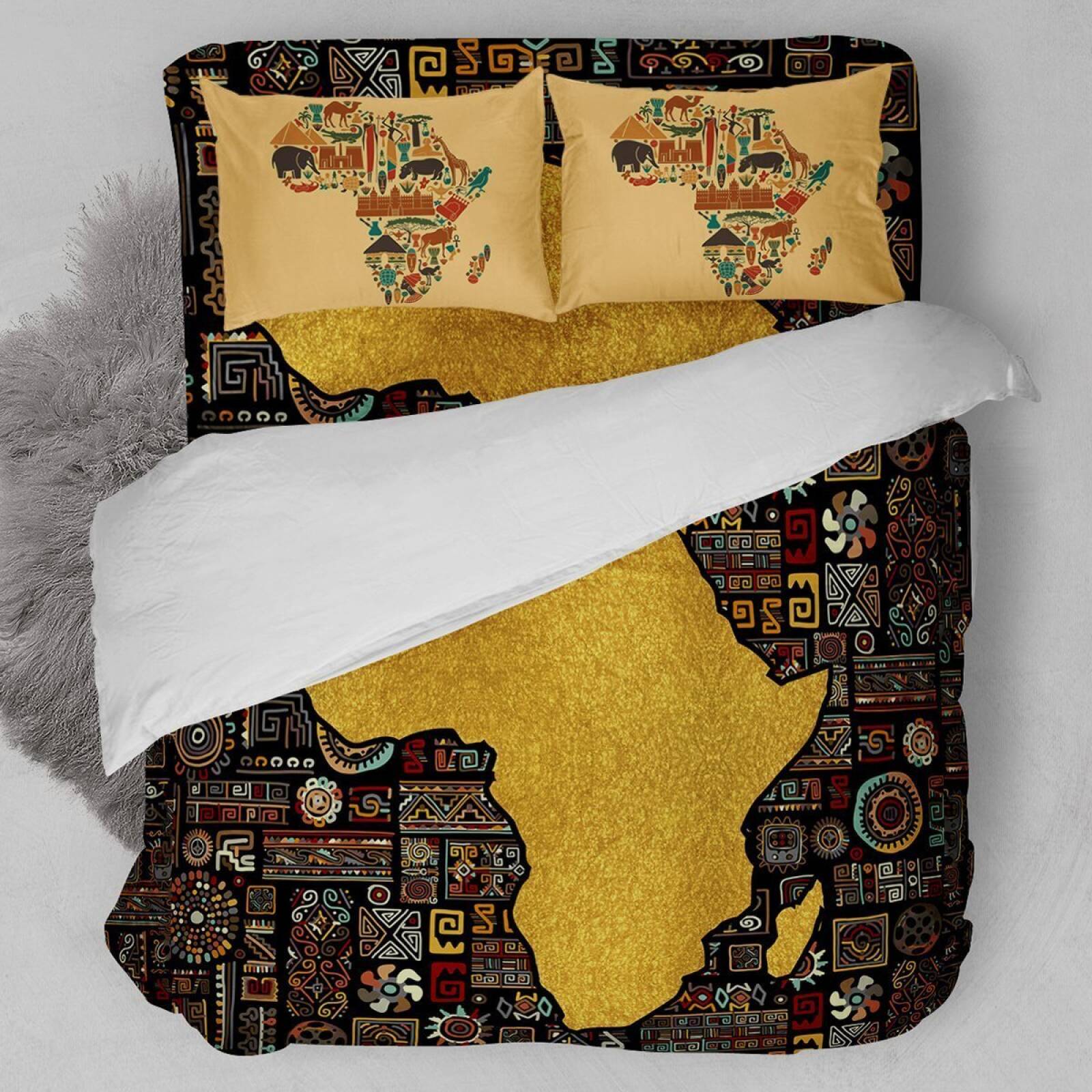 Africa Map Duvet Cover Bedding Set