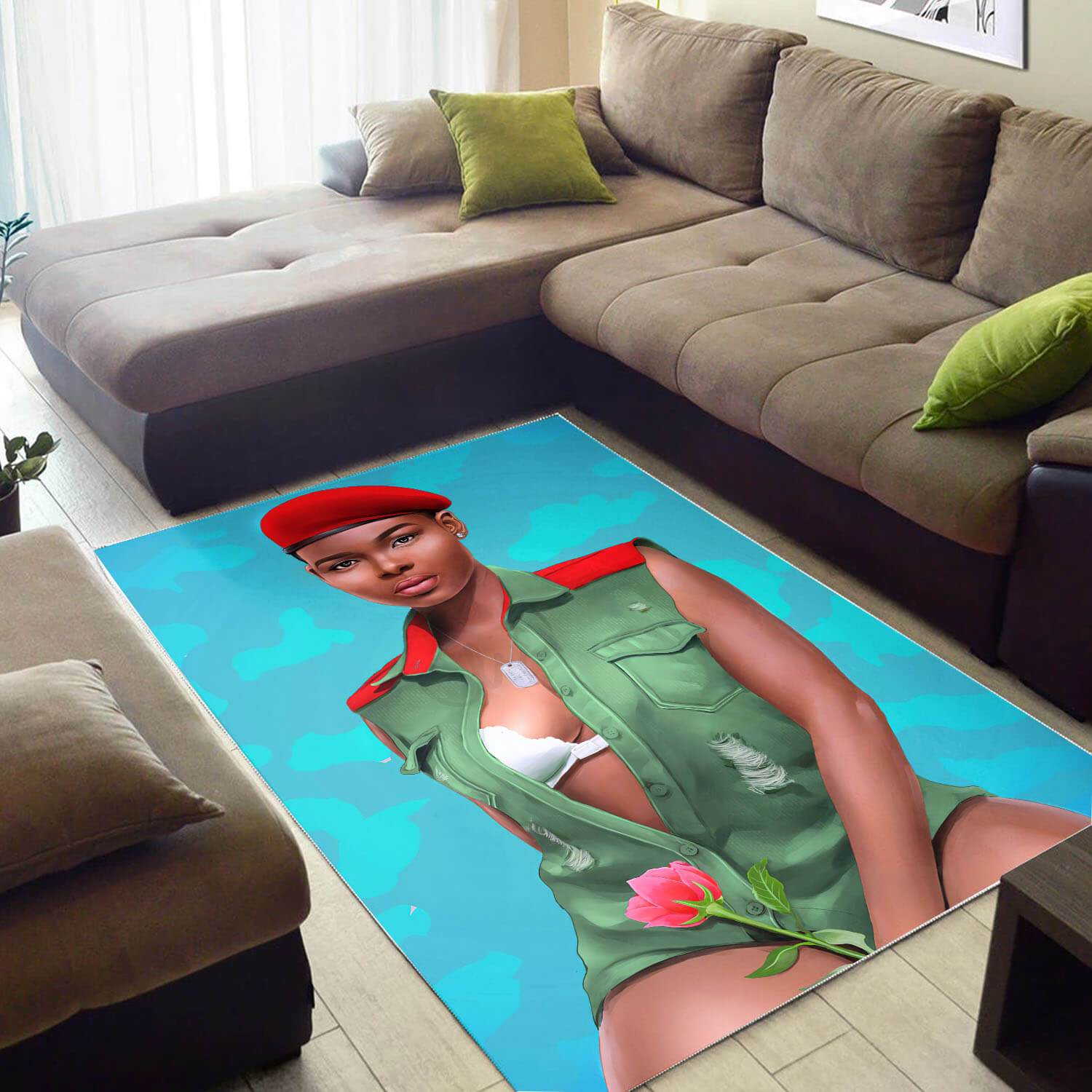 African American Beautiful Afro Girl Art Afrocentric Home Rectangle Rug