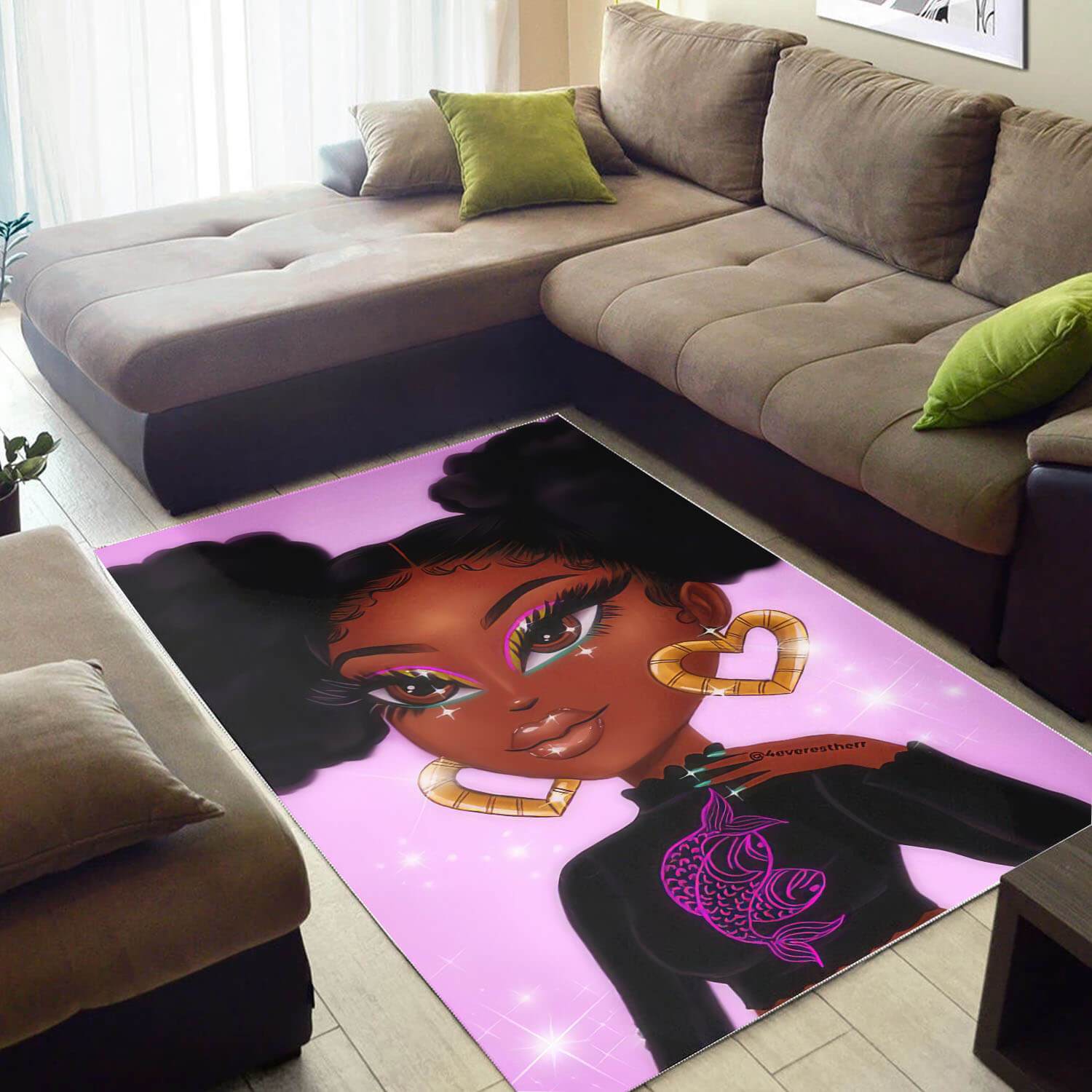 African American Beautiful Afro Girl Print Afrocentric Decorating Ideas Rectangle Rug