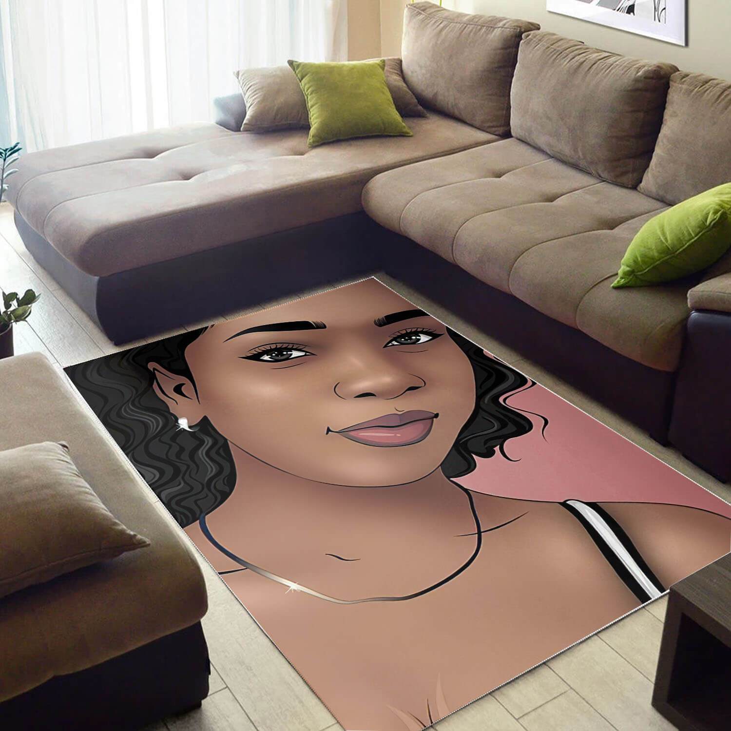 African American Beautiful Afro Girl Print Floor Themed Rooms Ideas Rectangle Rug