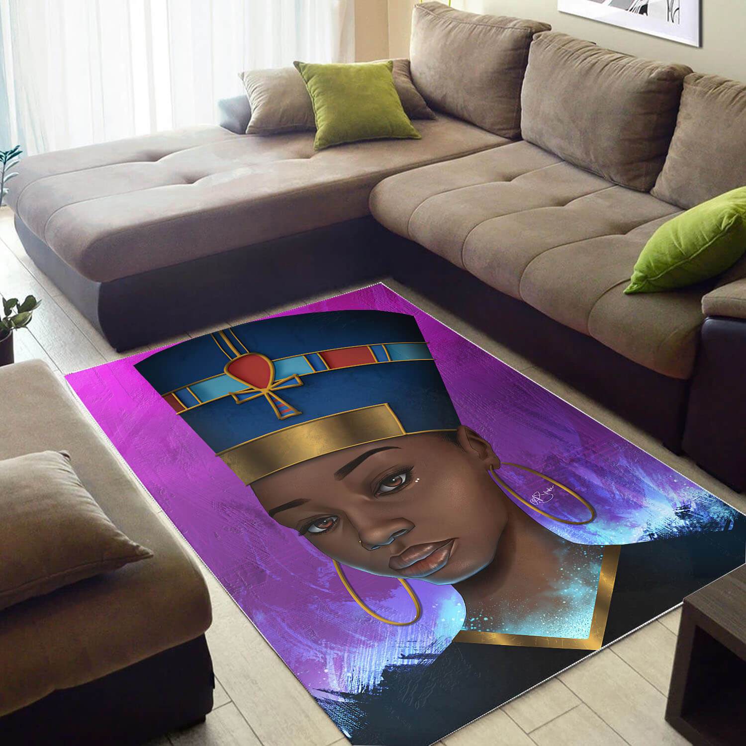 African American Beautiful Afro Lady Print Carpet Afrocentric Home Rectangle Rug