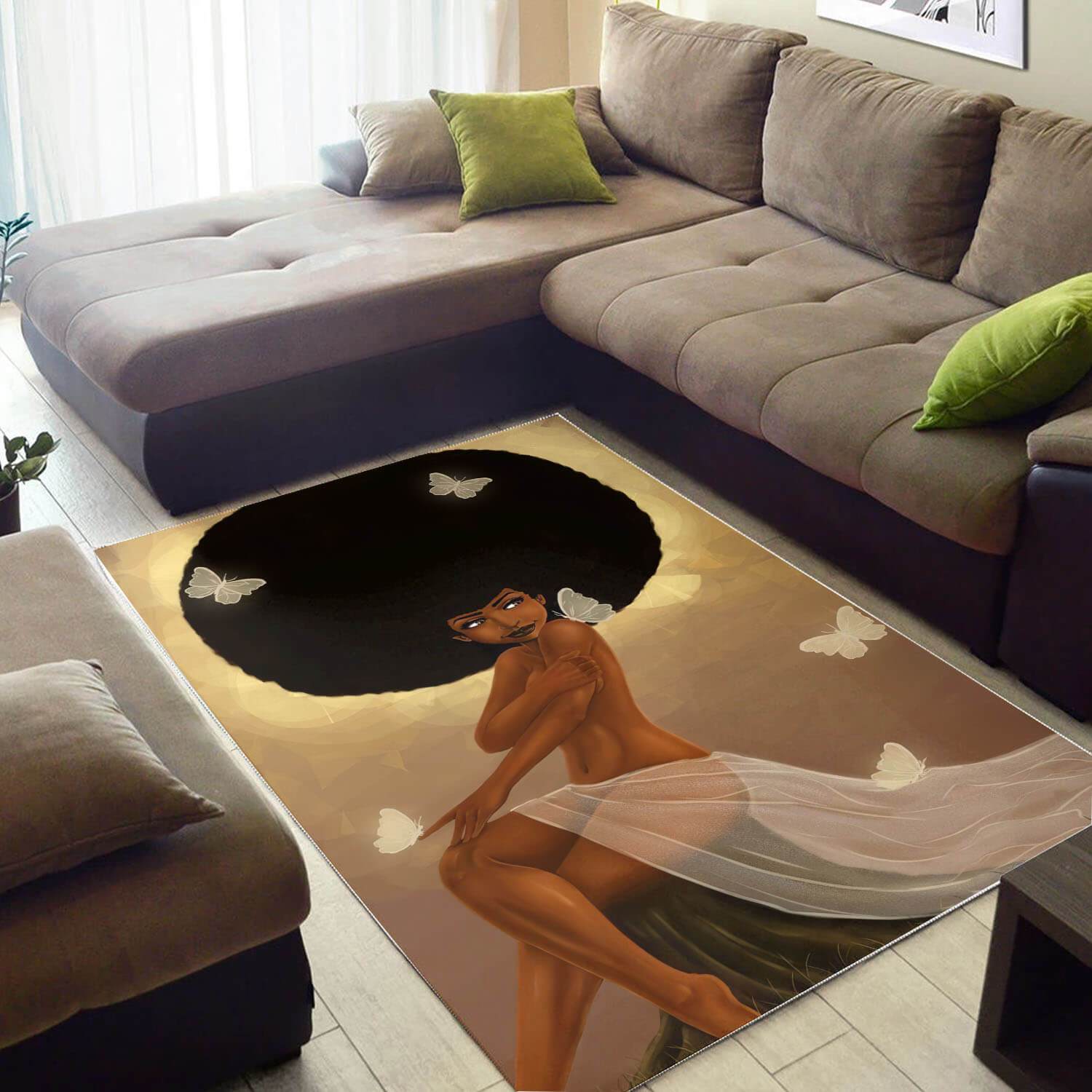 African American Beautiful Afrocentric Lady Art Home Rectangle Rug