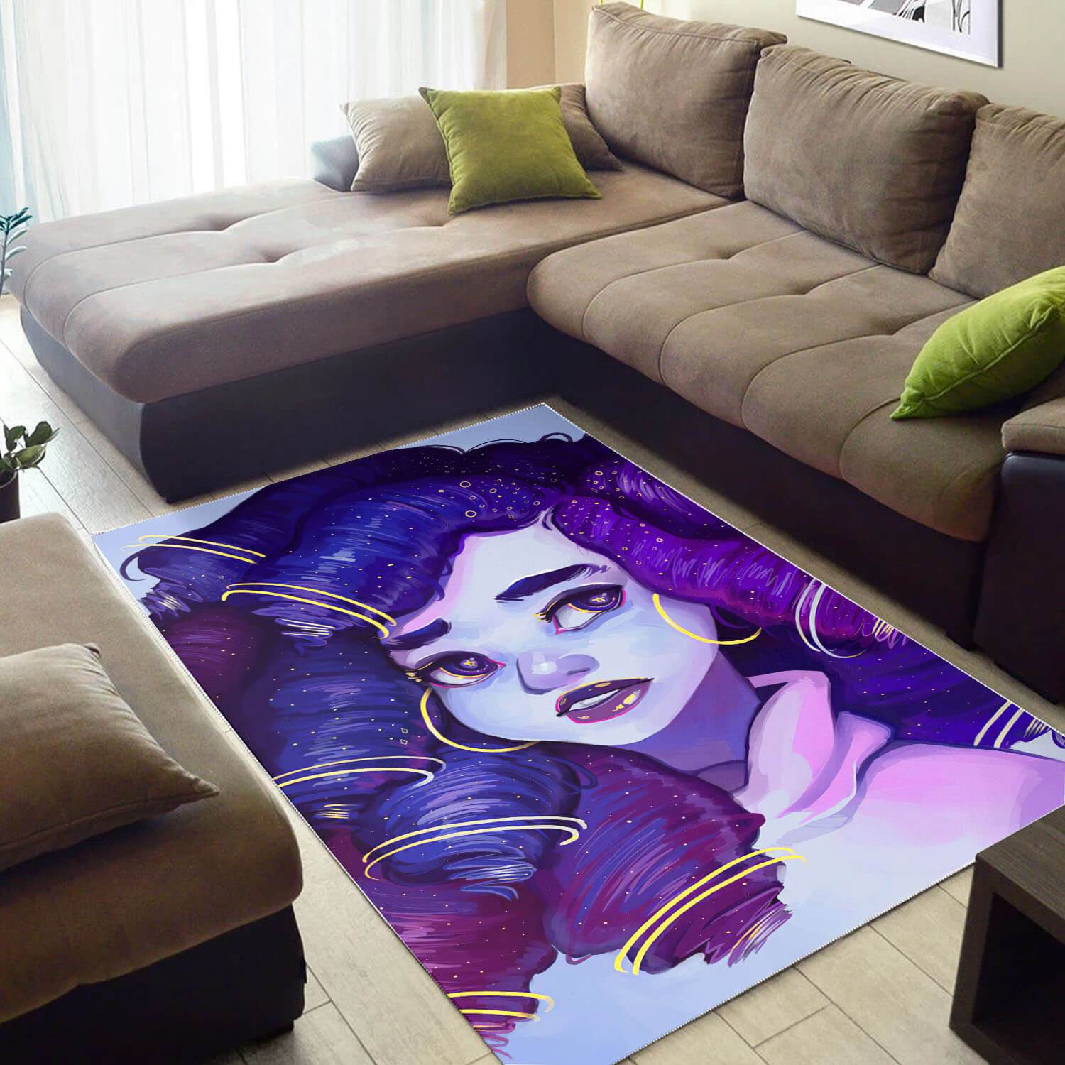 African American Beautiful Black Afro Girl Inspired Afrocentric Room Rectangle Rug
