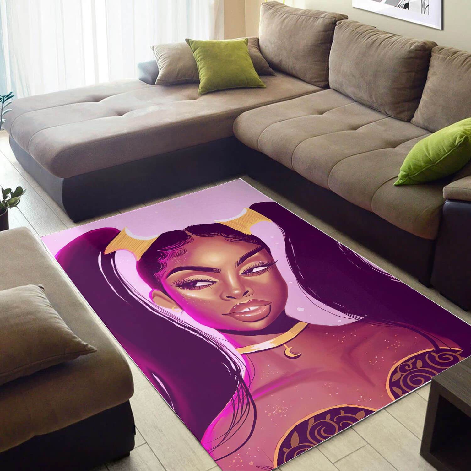 African American Beautiful Black Girl Afro Carpet Afrocentric Themed Rectangle Rug