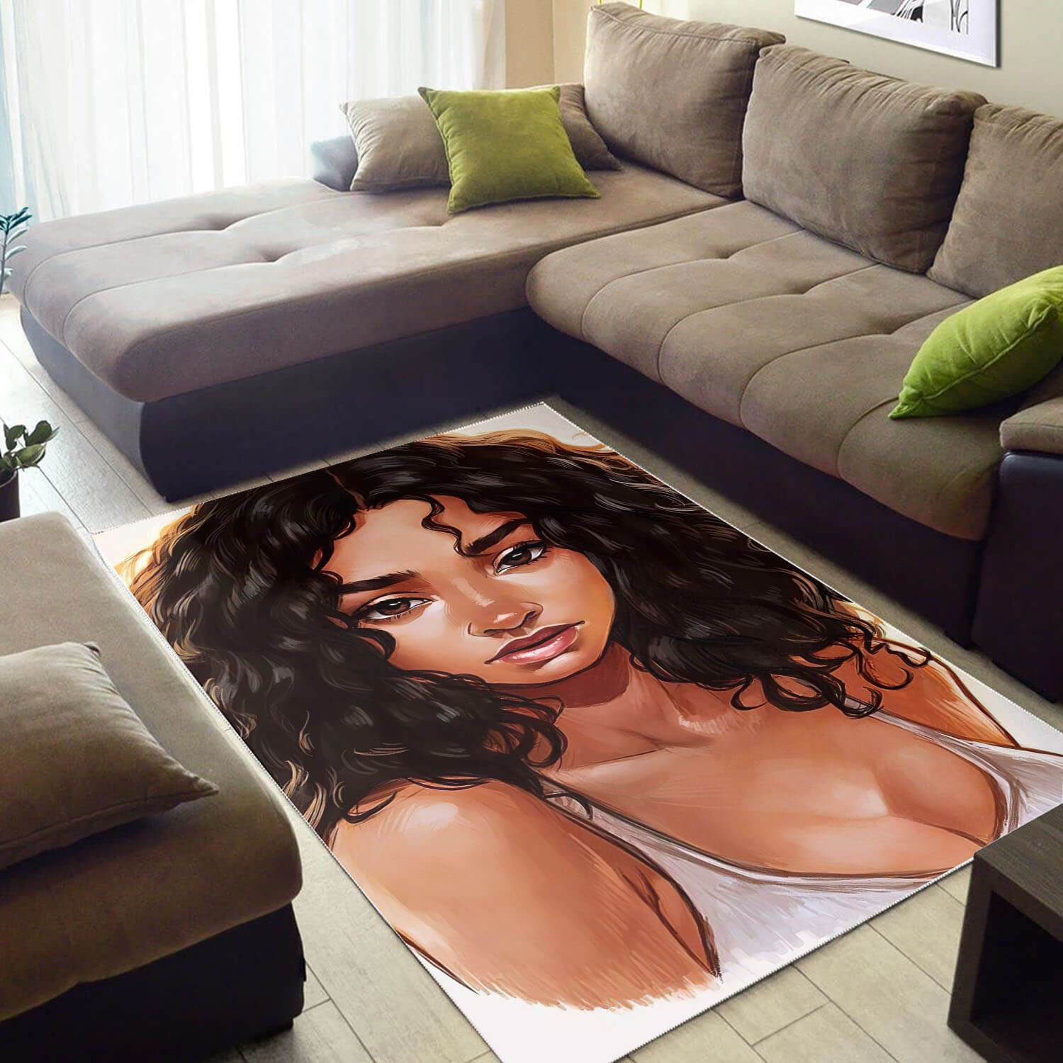 African American Beautiful Black Girl Art Themed Rectangle Rug