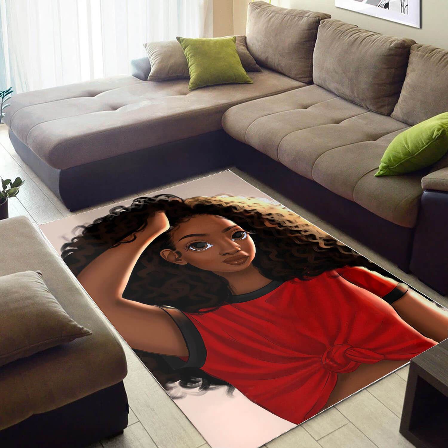 African American Beautiful Black Girl Style Themed Home Rectangle Rug