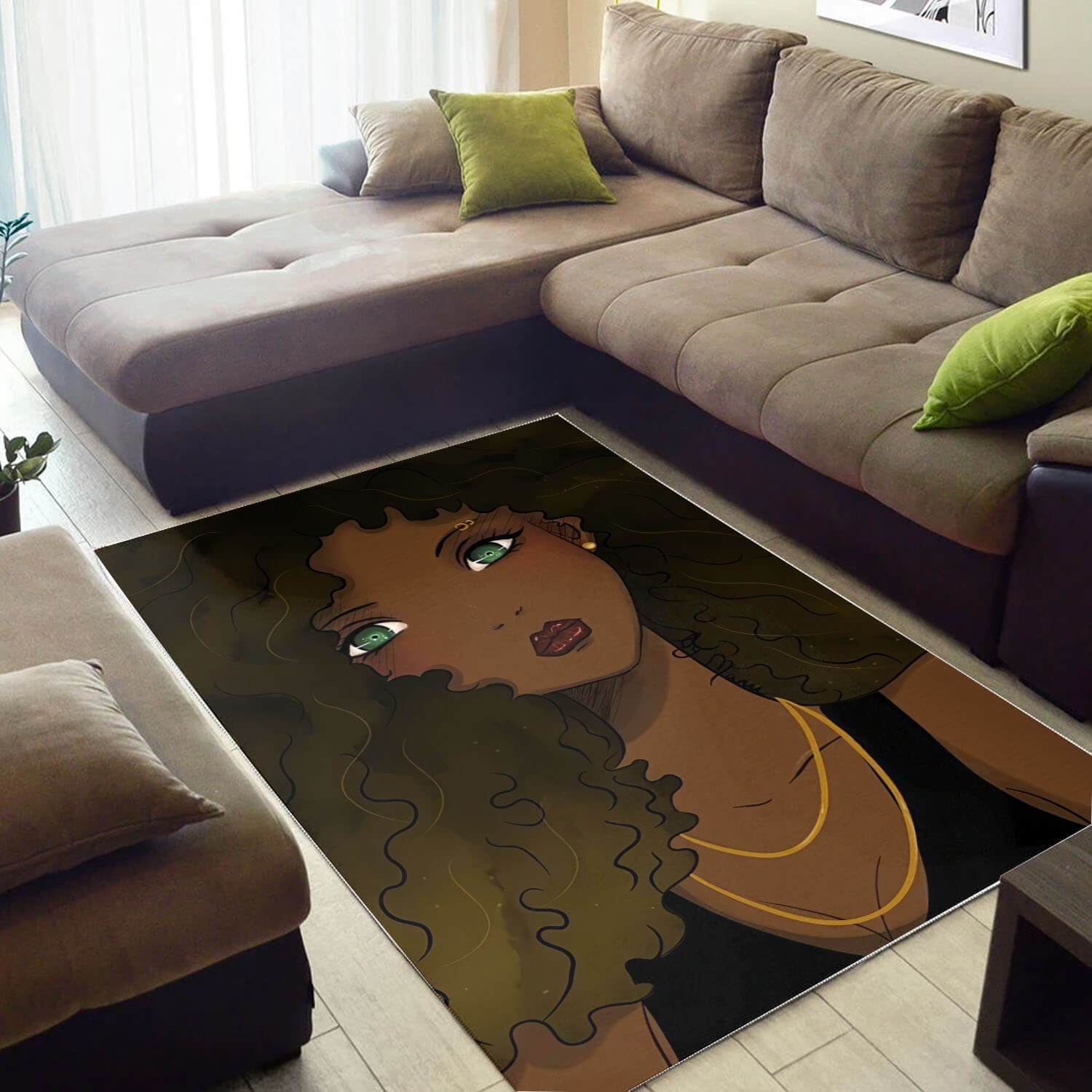 African American Beautiful Black Woman Carpet Afrocentric Home Rectangle Rug