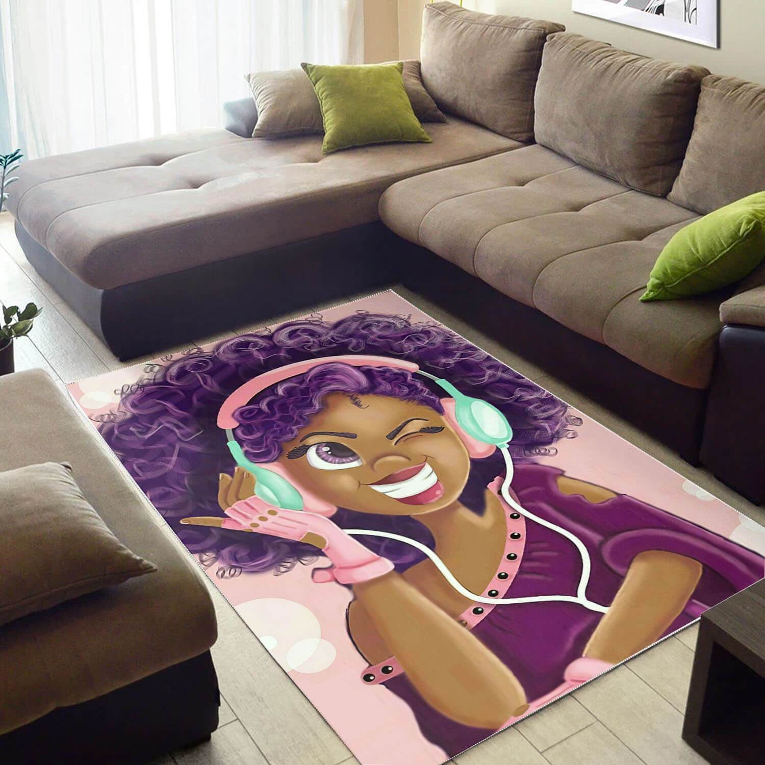 African American Beautiful Melanin Beauty Girl Carpet Afrocentric Decorating Ideas Rectangle Rug