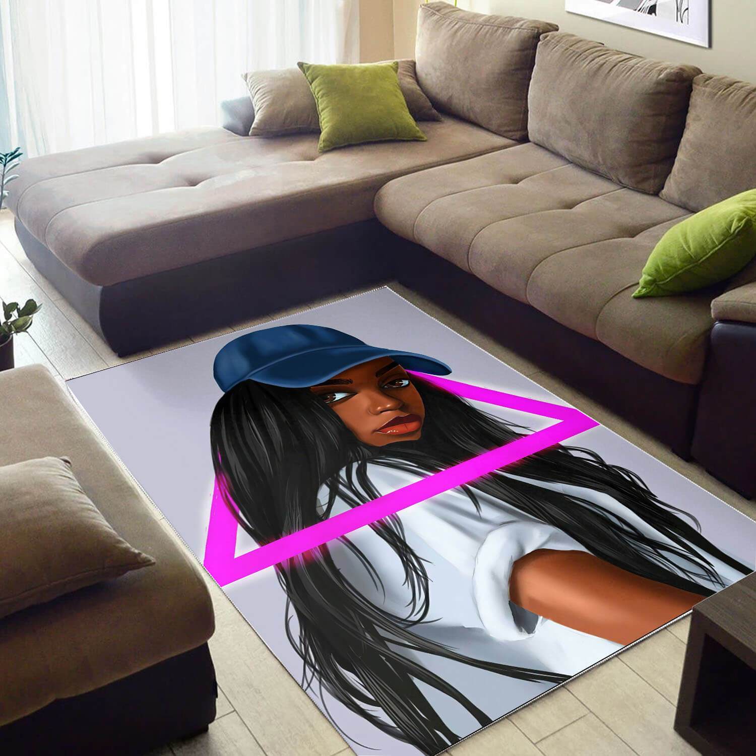 African American Beautiful Melanin Beauty Girl Design Floor Themed Rooms Ideas Rectangle Rug