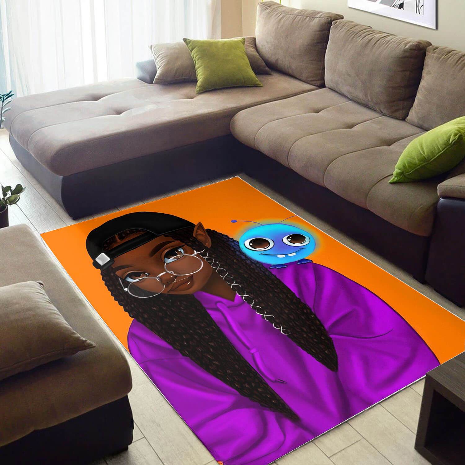 African American Beautiful Melanin Beauty Girl Style Afrocentric Themed Rectangle Rug