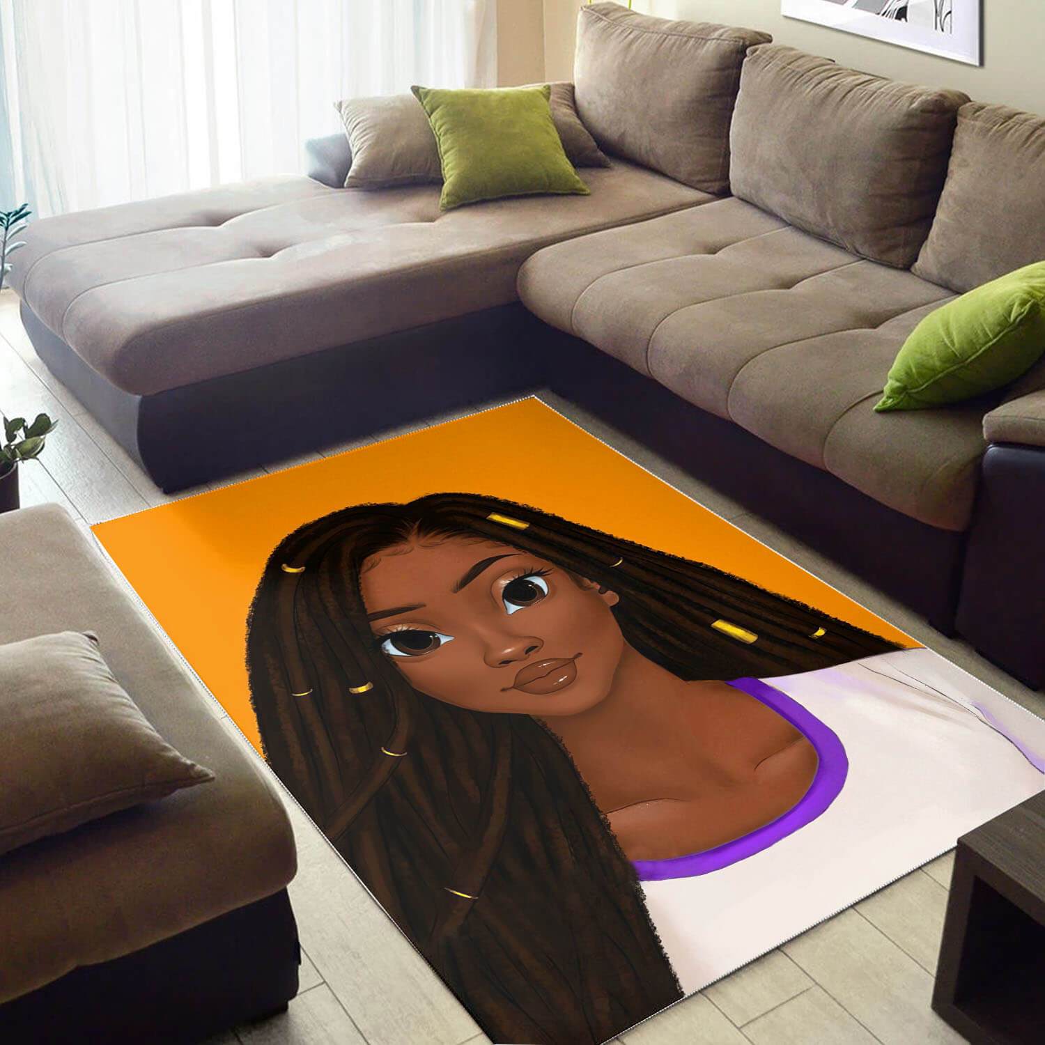 African American Beautiful Melanin Black Girl Themed Modern Afrocentric Rectangle Rug