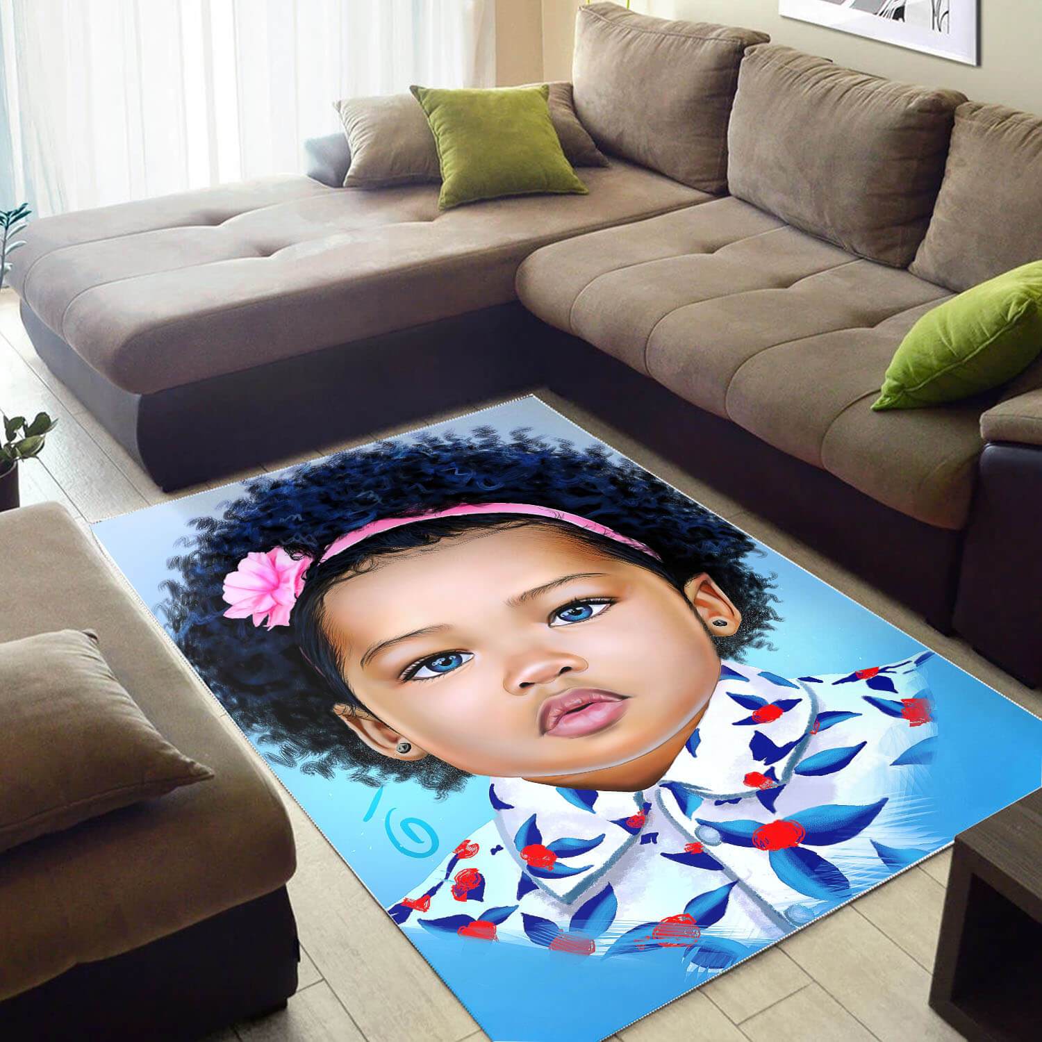 African American Beautiful Melanin Woman Inspired Afrocentric Themed Rectangle Rug