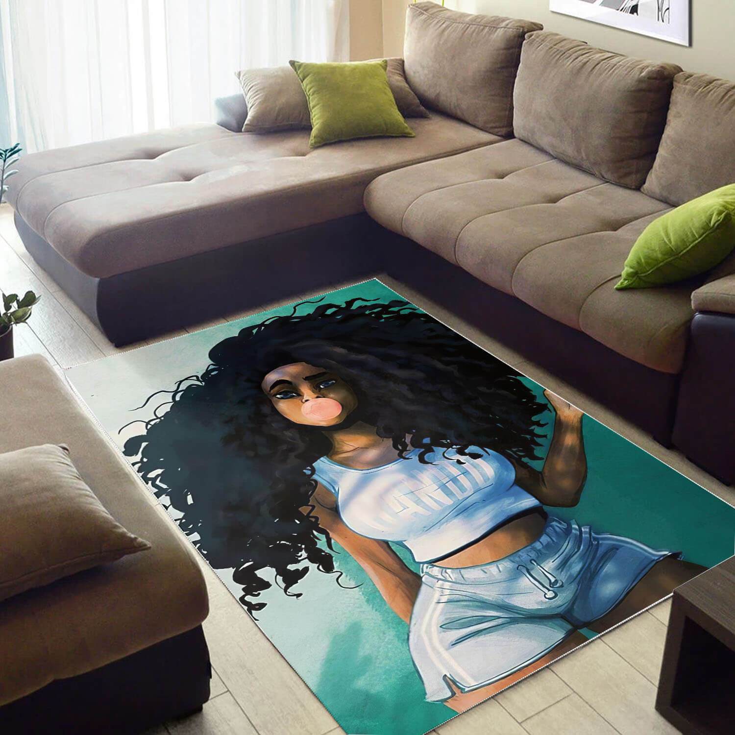 African American Pretty Afro Girl Style Afrocentric Living Room Ideas Rectangle Rug