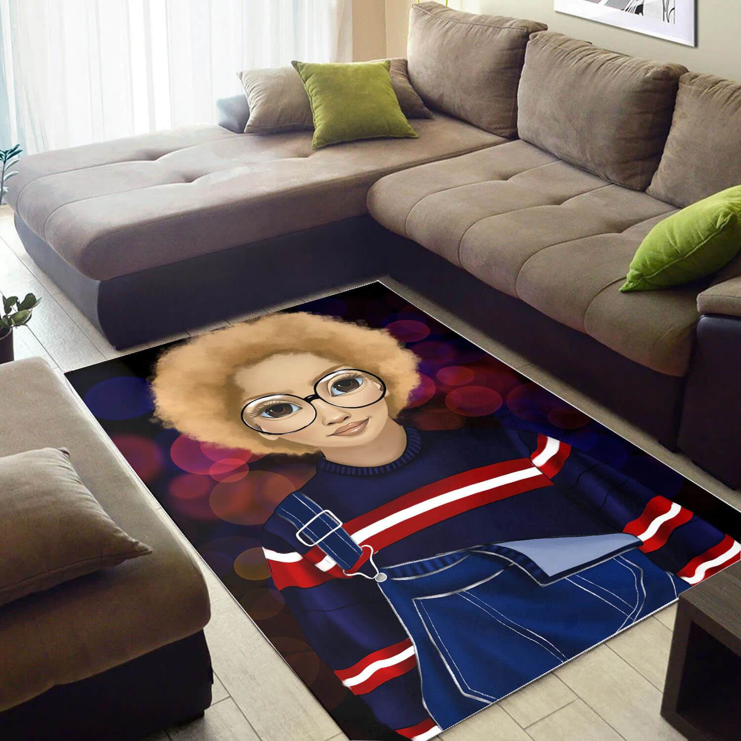 African American Pretty Afro Girl Themed Afrocentric Home Rectangle Rug