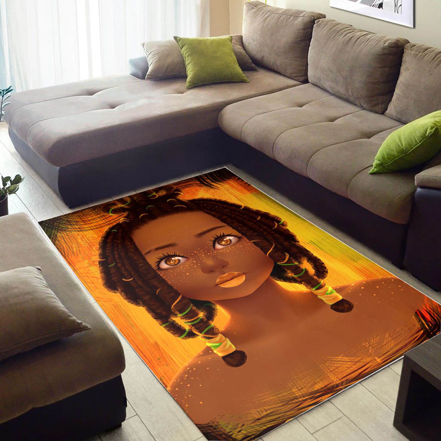 African American Pretty Afrocentric Lady Design Floor Home Rectangle Rug