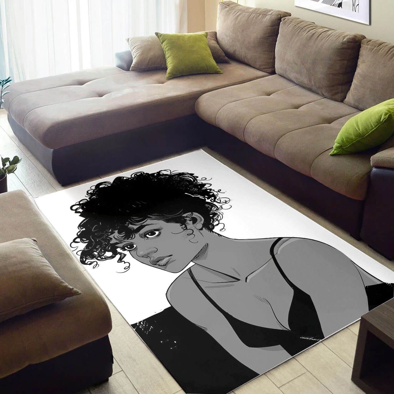 African American Pretty Black Afro Girl Carpet Afrocentric Decorating Ideas Rectangle Rug