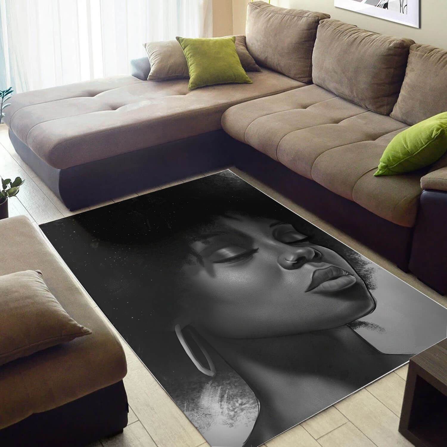 African American Pretty Black Afro Girl Carpet Afrocentric Home Rectangle Rug