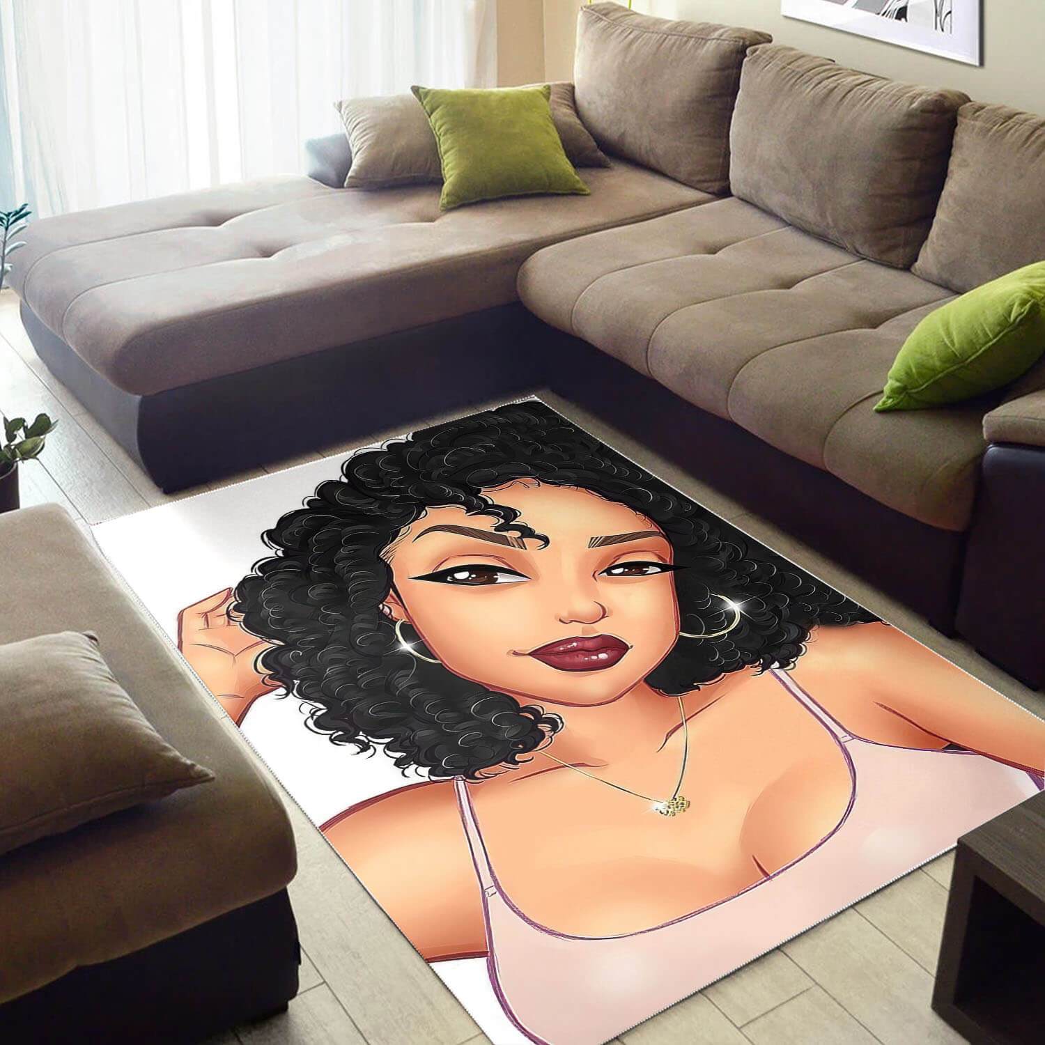 African American Pretty Black Girl Afro Design Floor Afrocentric Decorating Ideas Rectangle Rug