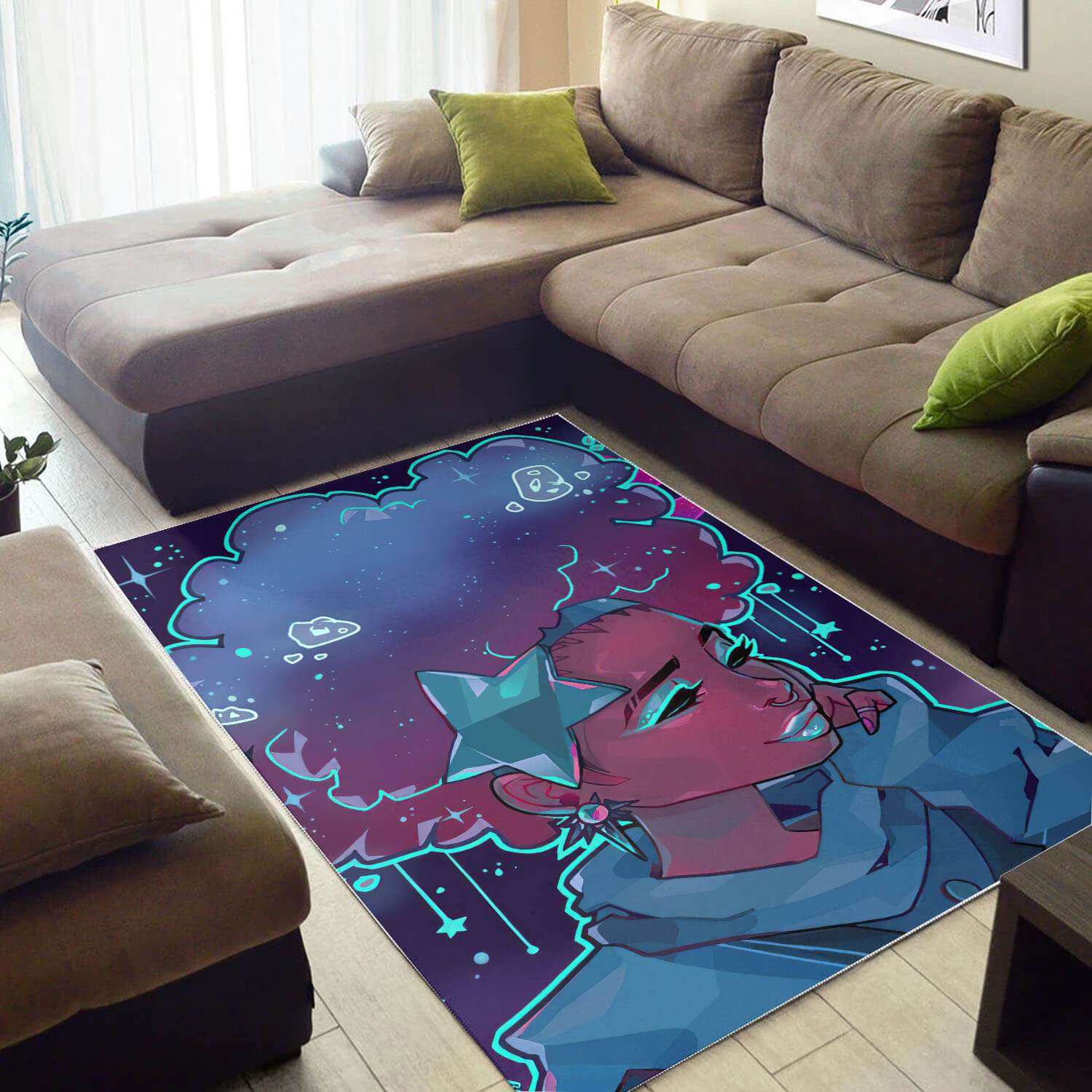 African American Pretty Black Girl Magic Print Carpet Afrocentric Rectangle Rug