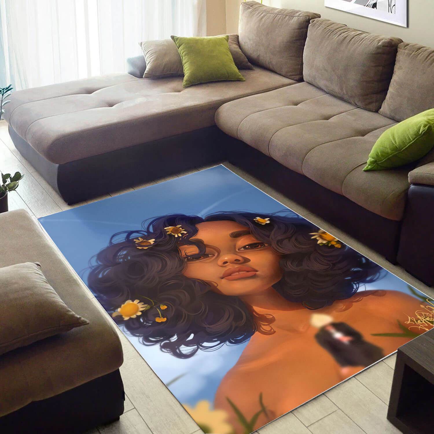 African American Pretty Black Woman Design Floor Afrocentric Living Room Ideas Rectangle Rug