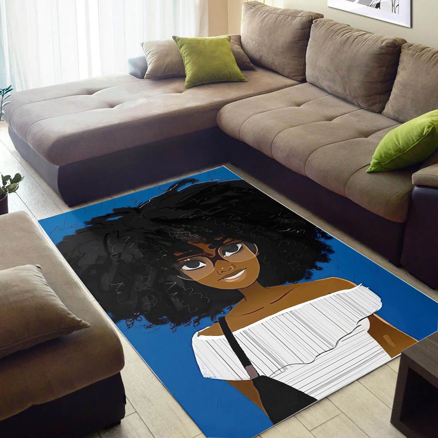 African American Pretty Black Woman With Afro Carpet Afrocentric Home Rectangle Rug