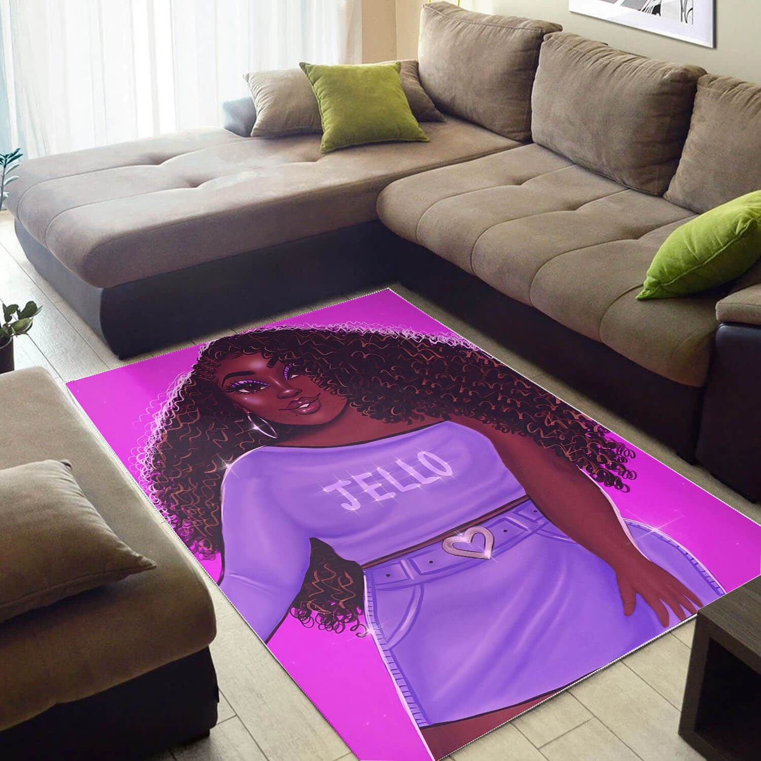African American Pretty Black Woman With Afro Carpet Themed Home Rectangle Rug