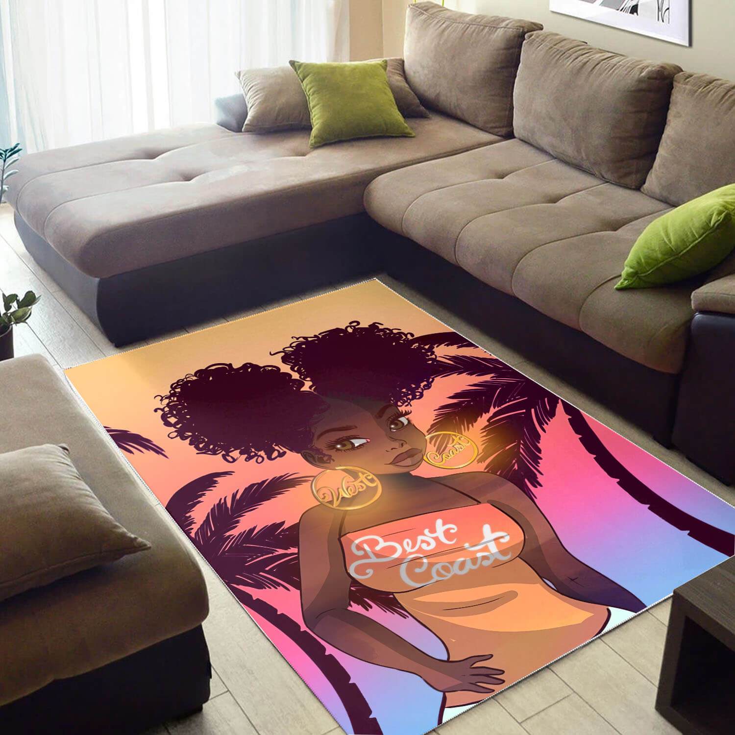 African American Pretty Girl With Afro Carpet Themed Decorating Ideas Rectangle Rug