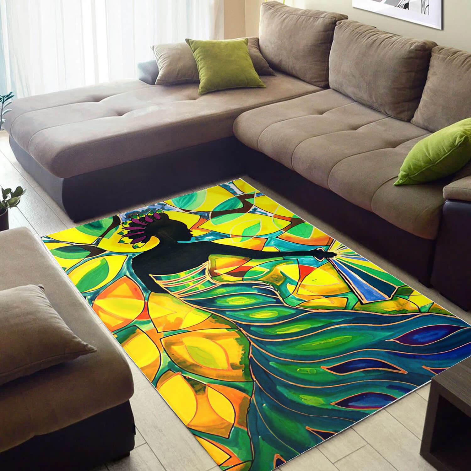 African American Pretty Melanin Afro Girl Carpet Afrocentric Rectangle Rug