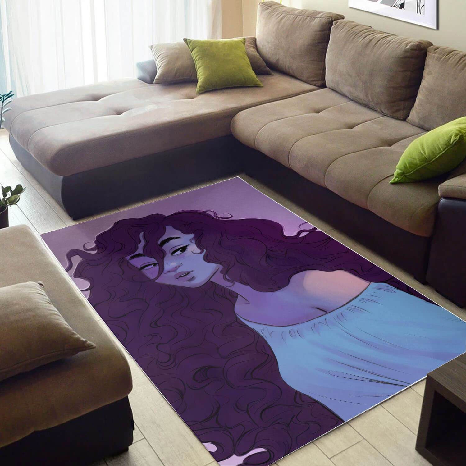 African American Pretty Melanin Afro Girl Themed Living Room Rectangle Rug