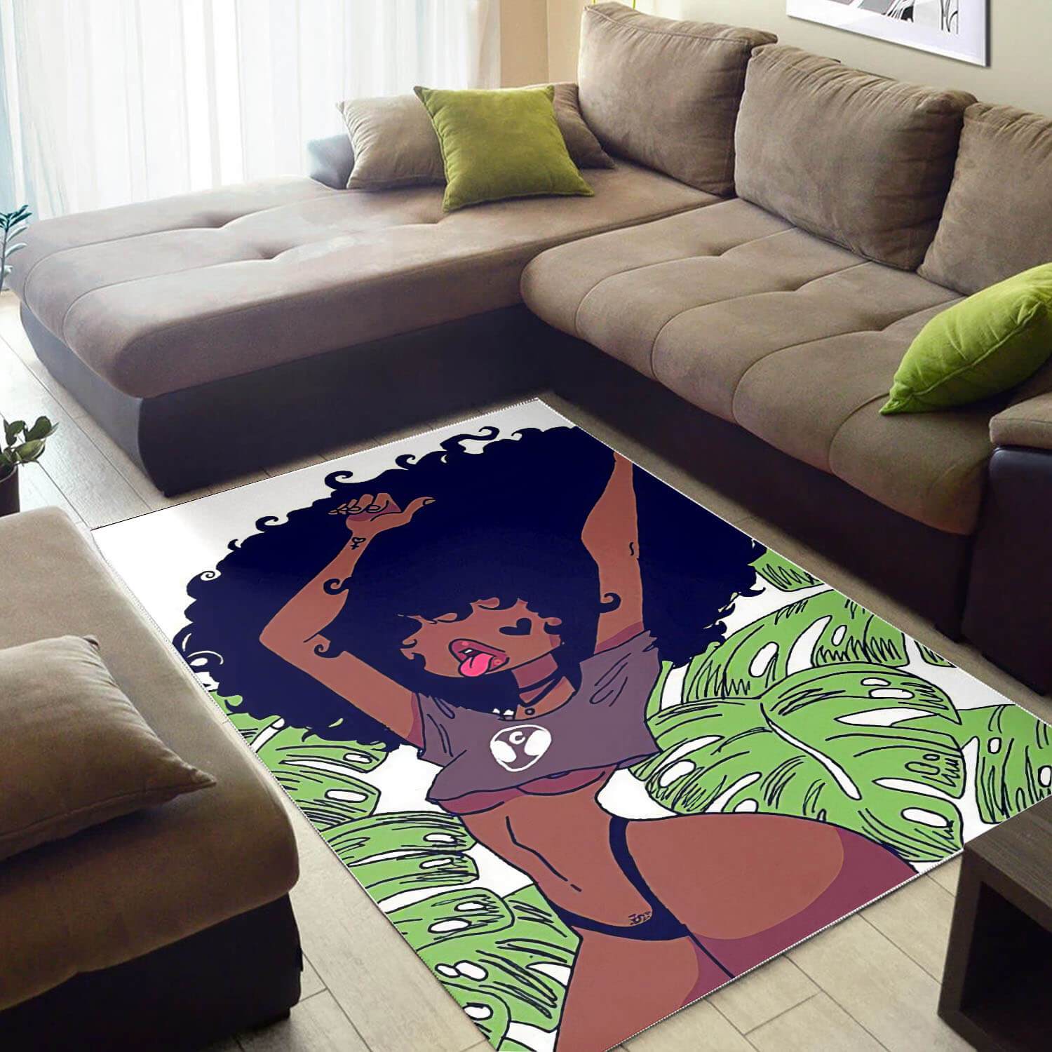 African American Pretty Melanin Beauty Girl Style Afrocentric Home Rectangle Rug