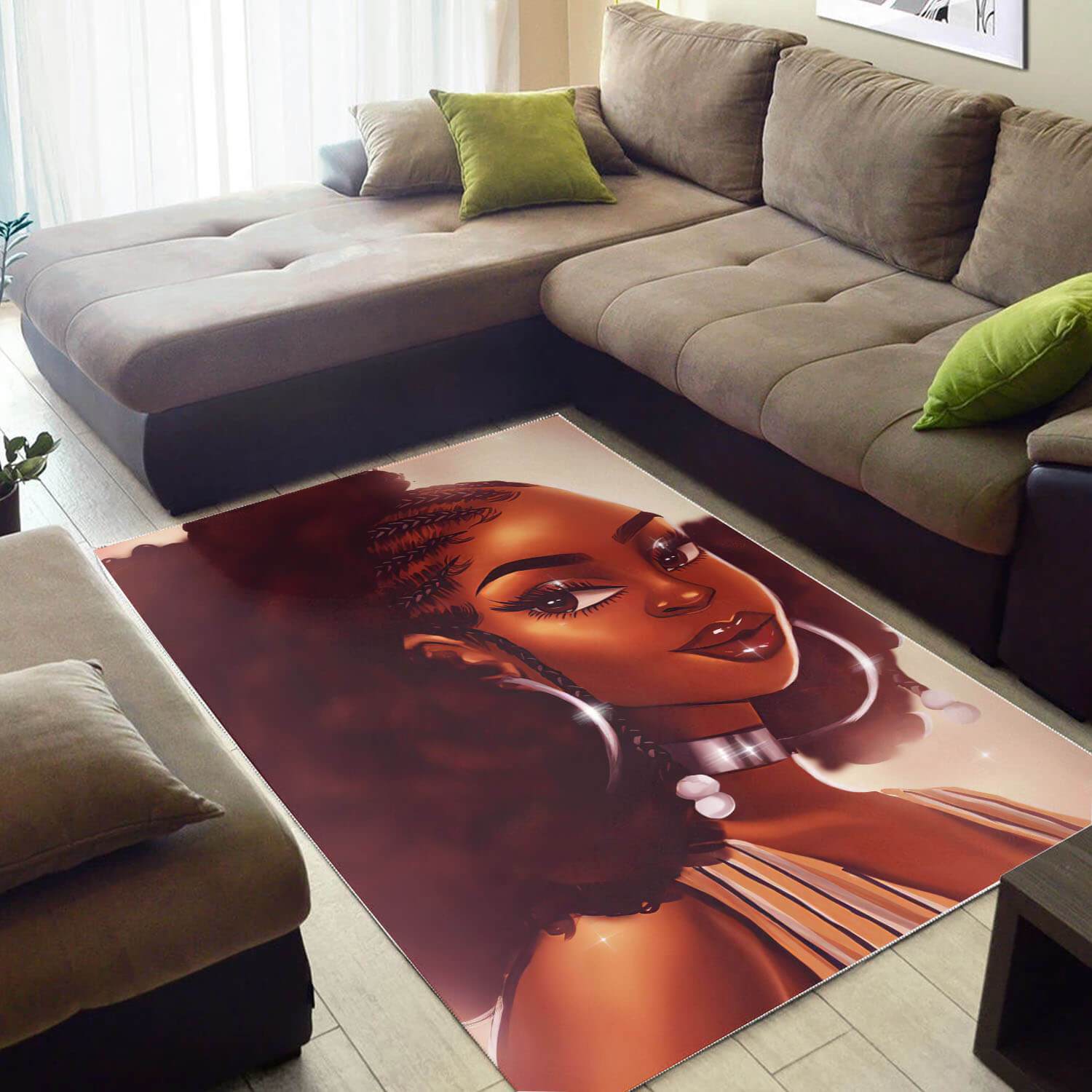 African American Pretty Melanin Black Girl Carpet Afrocentric Themed Rectangle Rug