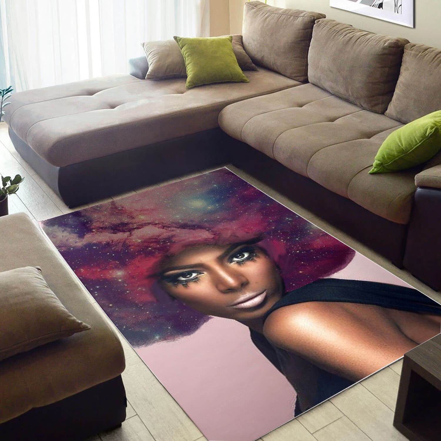 African American Pretty Melanin Black Girl Carpet Design Themed Home Rectangle Rug