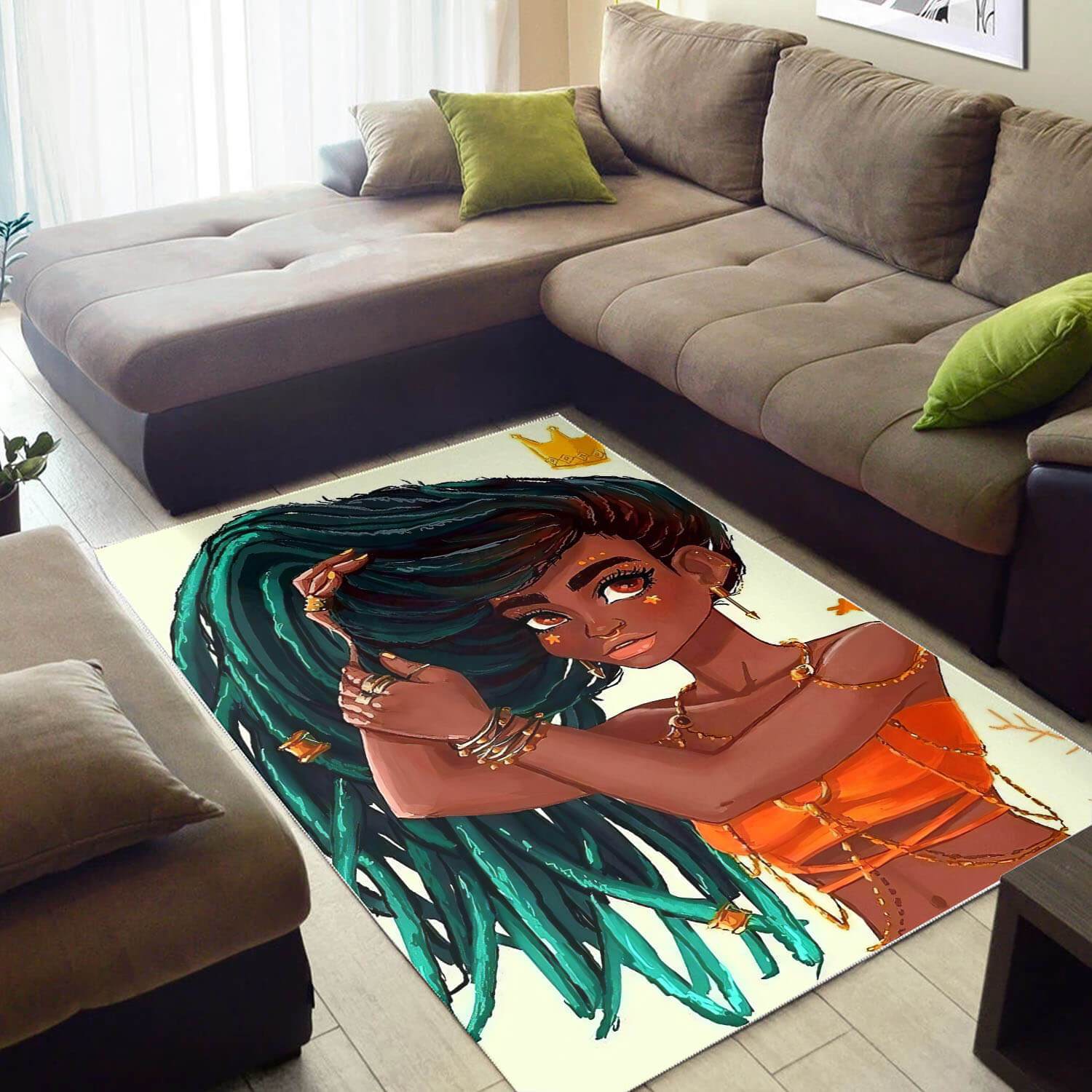 African Beautiful Afro American Girl Themed Afrocentric Home Rectangle Rug