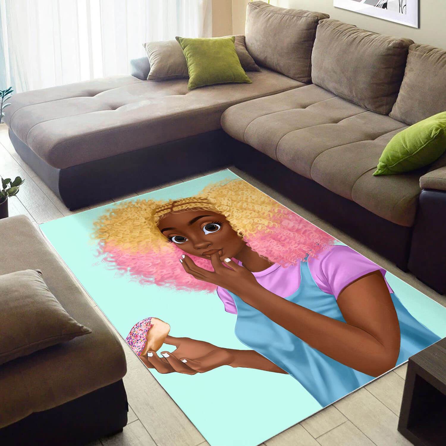 African Beautiful Afro American Woman Carpet Themed Rooms Ideas Rectangle Rug