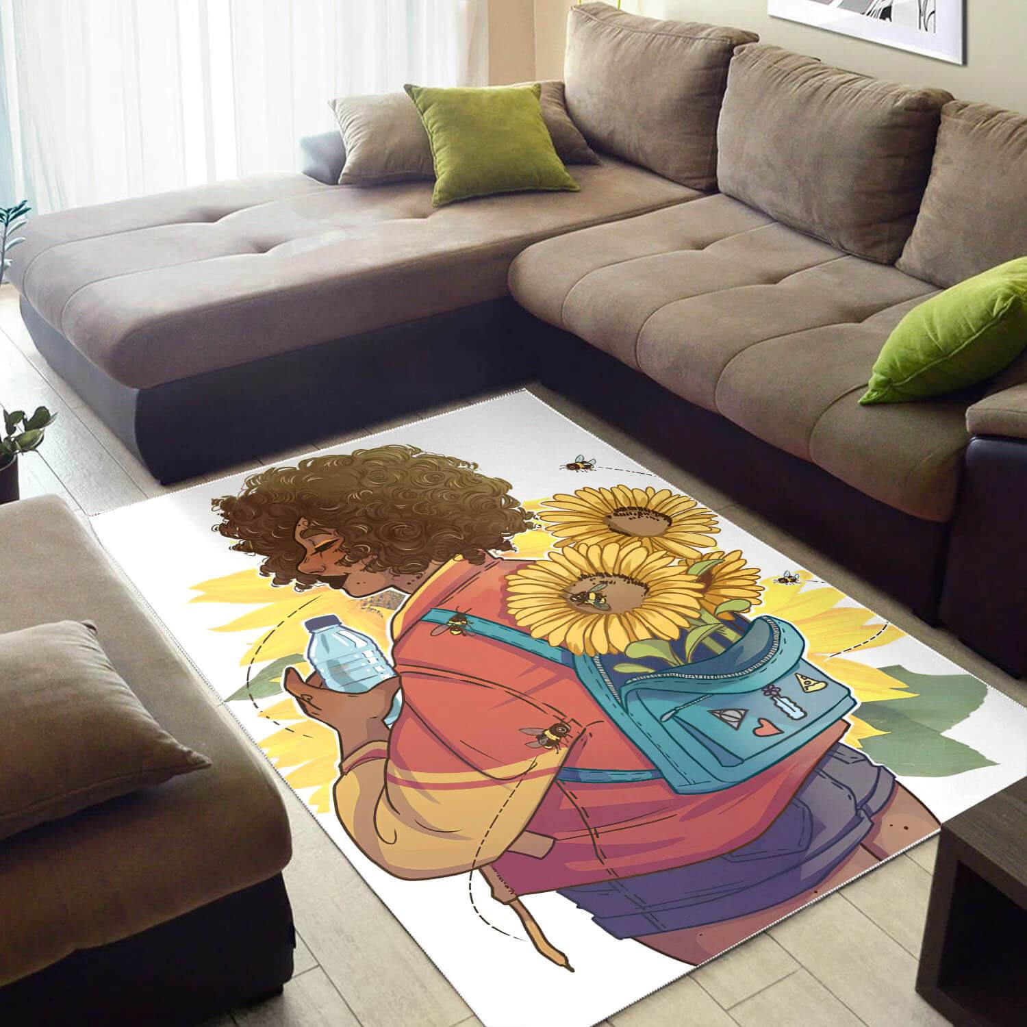 African Beautiful Afro Girl Print Carpet Afrocentric Room Rectangle Rug