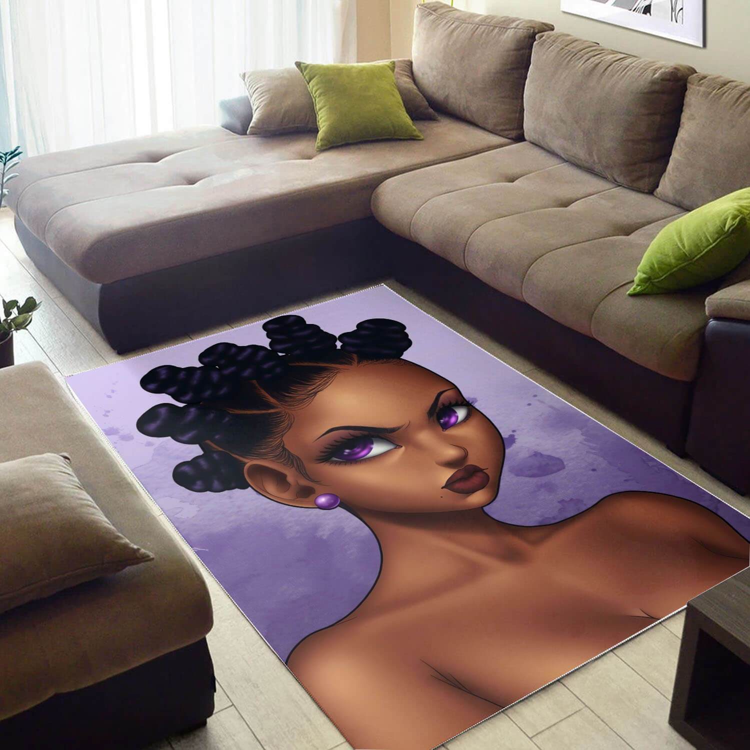 African Beautiful Afro Girl Print Carpet Themed Home Rectangle Rug